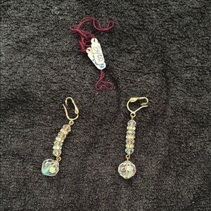 Gold and Crystal Dangle Earrings